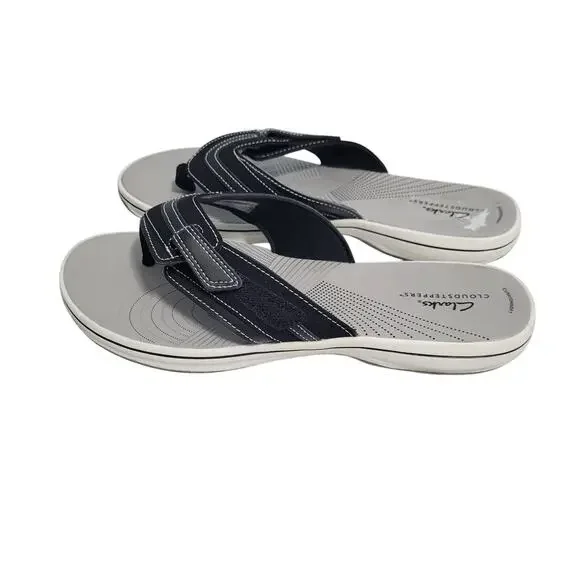 Clarks Women's Brinkley Cloudsteppers Black Flip Flops Size 11 31726-2862 - Picture 2 of 5